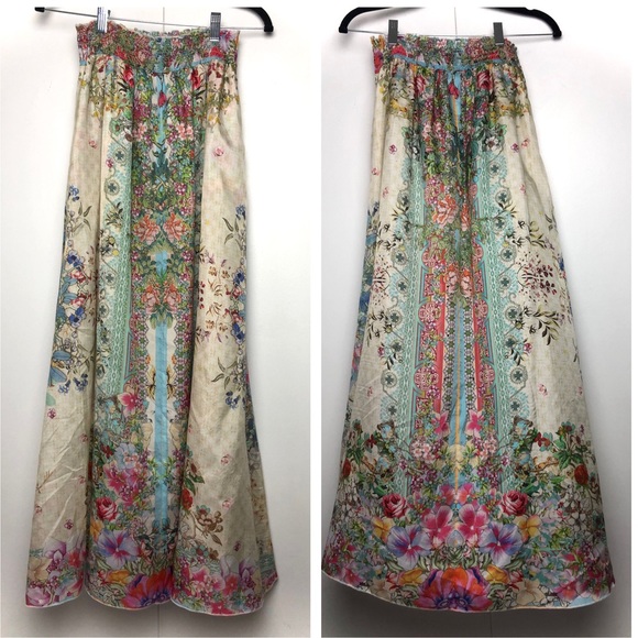 Johnny Was Jenlynn Silk Maxi Skirt Smocked Waist - Picture 3 of 11